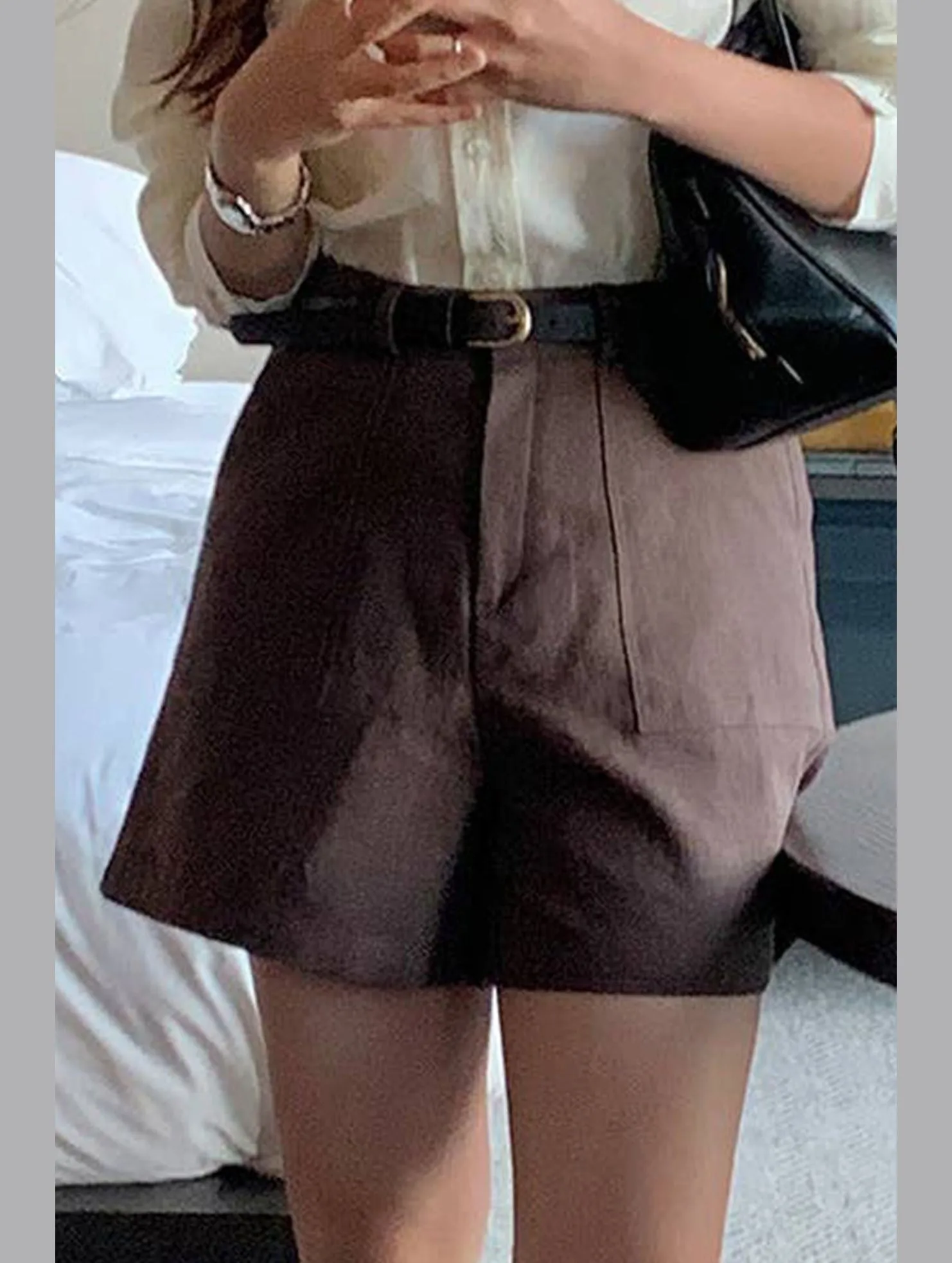 Airy Feel COTTON AND LINEN DOUBLE-POCKET SHORTS_CWBLP0742