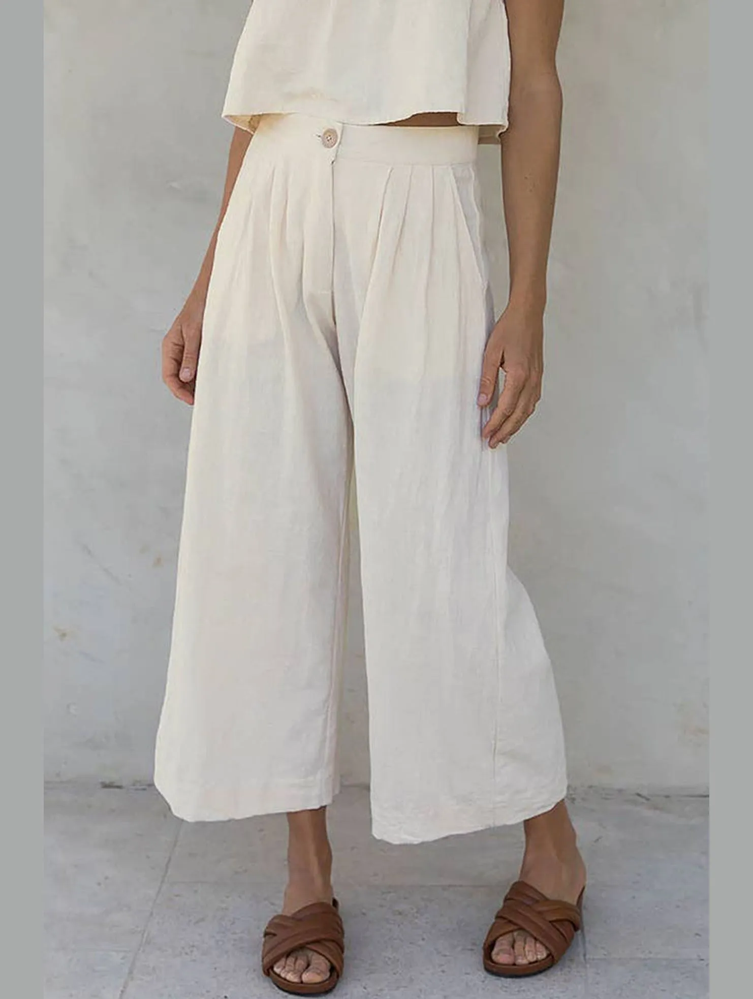 COTTON AND LINEN STRAIGHT PANTS_CWBLP0731 Smart Layering