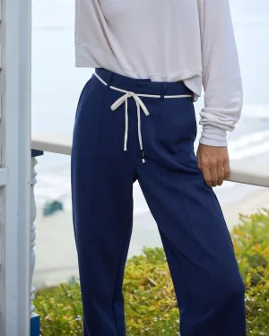 Cotton Knit Trousers Bound Seam Edges Rolled Hem Detailing