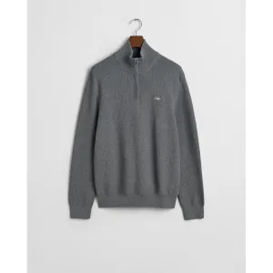 Cotton Micro Textured Half Zip Sweater