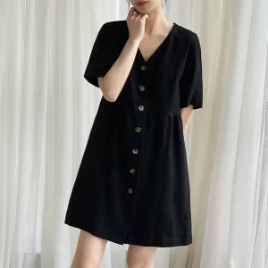 COTTON WAIST SLIMMING HEMP FRENCH DRESS_CWDSD4069 Gentle Stitch Vibrant Tone