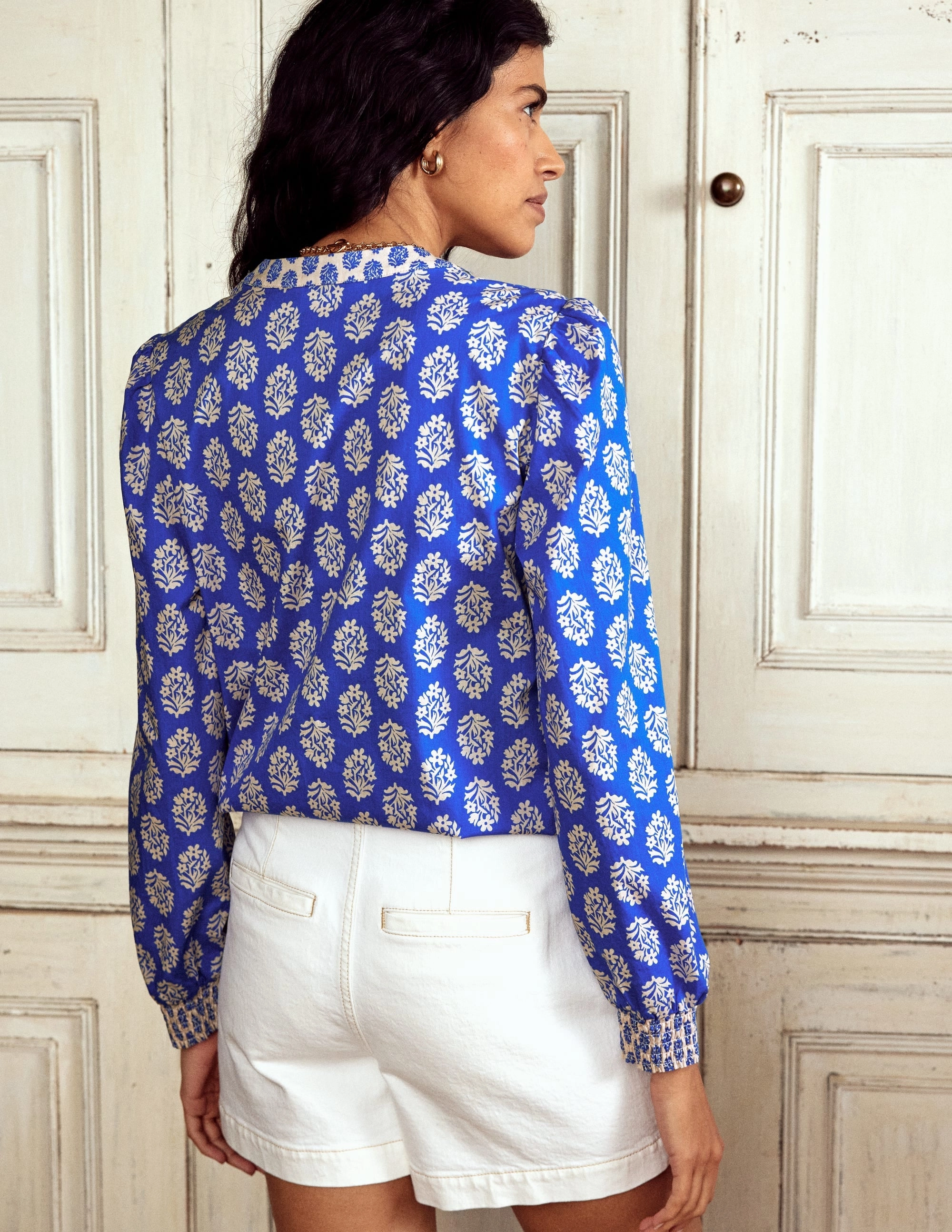 EcoFriendlyDye Unlined Design Cotton Notch Neck Top-Gallery Blue, Posey Stamp