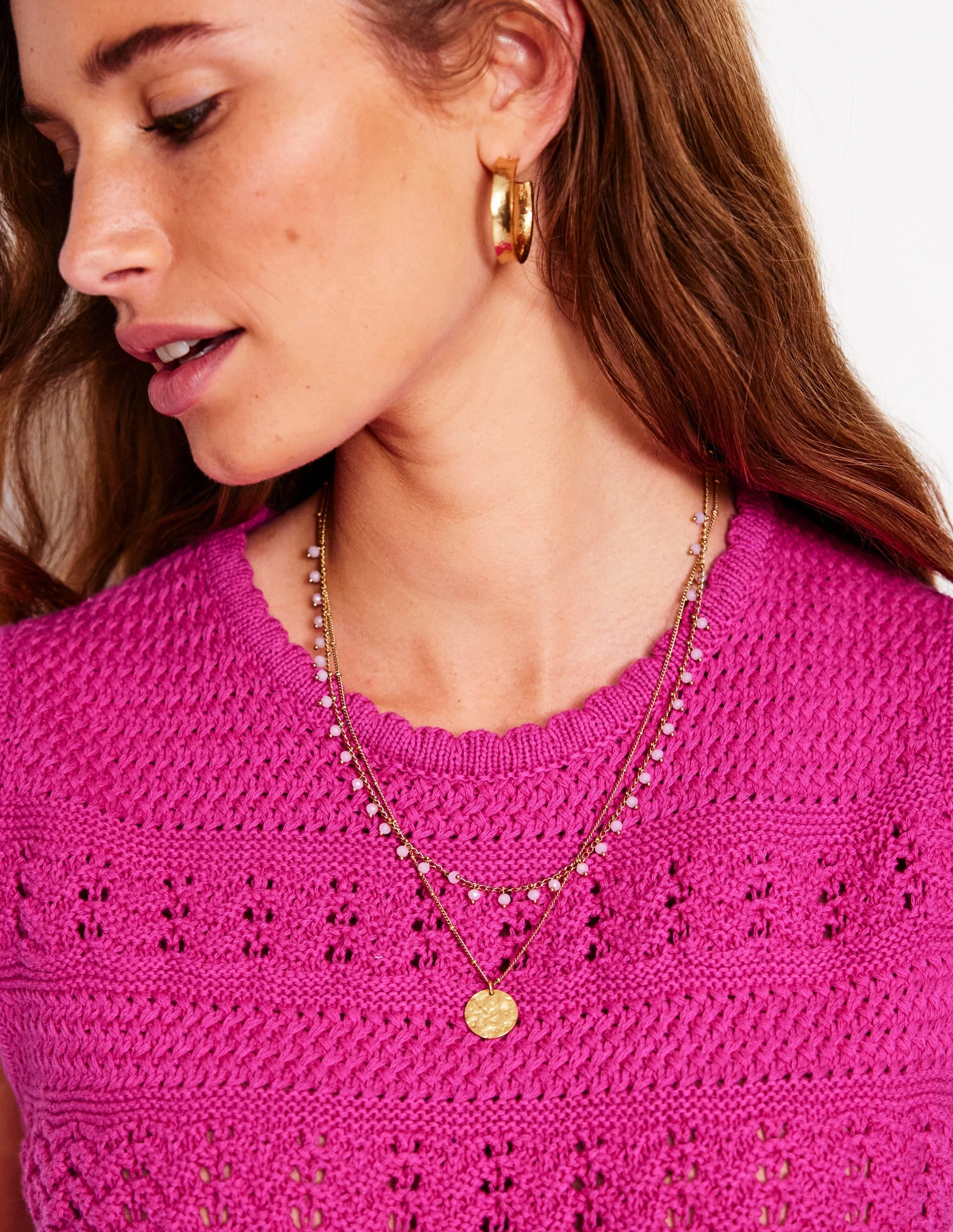 WrinkleResistant Yarn Cotton Stitch Crew Tank-Purple Damson