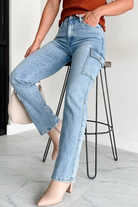 Cova High Rise Special A Cargo Jeans (Medium Dark) Convertible legs
