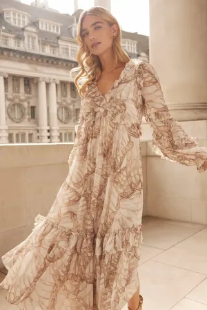 Flutter Chiffon Long Sleeve Ballerina Dress Cotton Touch