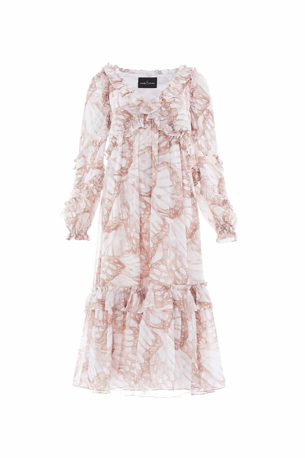 Sophisticated cocktail dress Elegant Everyday Flutter Chiffon Long Sleeve Ballerina Dress