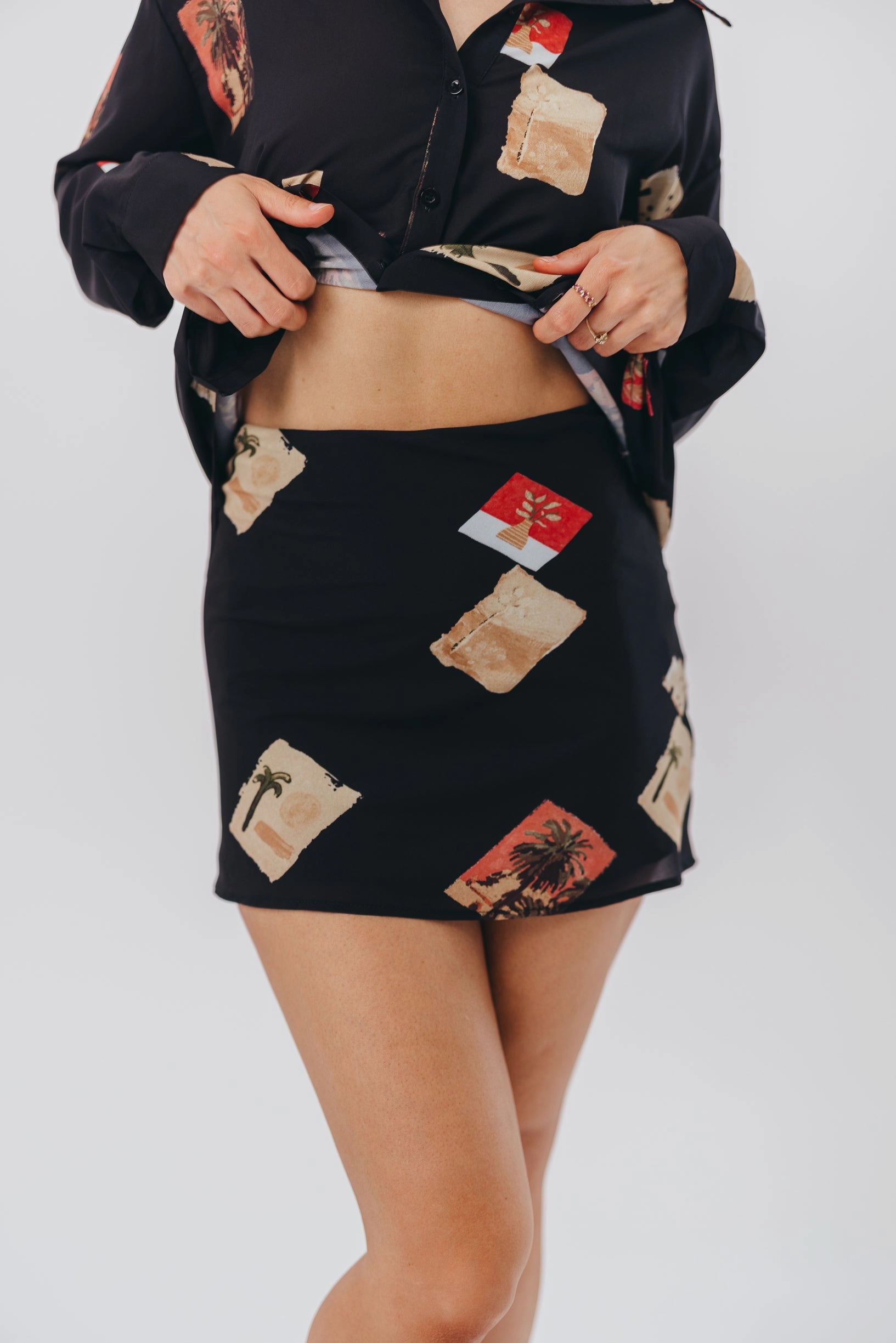 Cozumel Mini Skirt in Black ReflectiveAccents