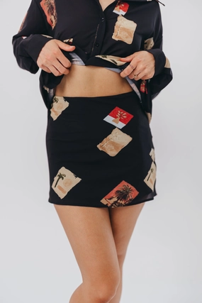 Cozumel Mini Skirt in Black ReflectiveAccents
