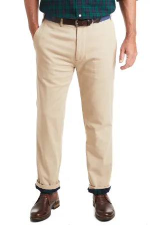 Flannel Lined Khaki Harbor Pant with Blackwatch Tartan Supportive Fit Recycled Polyester Blend