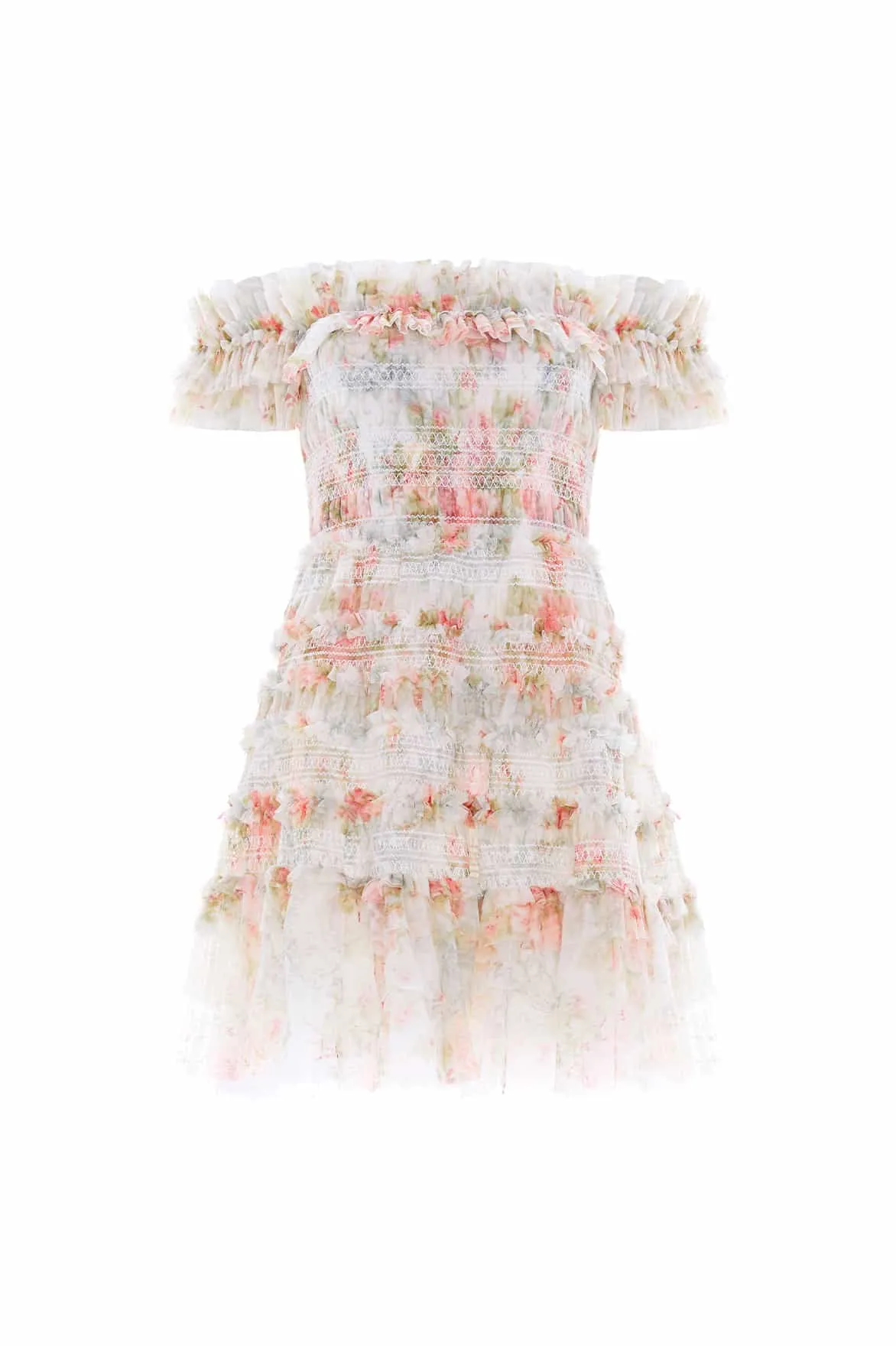 Earth-Tone Madame Rose Elodie Off-Shoulder Micro Mini Dress