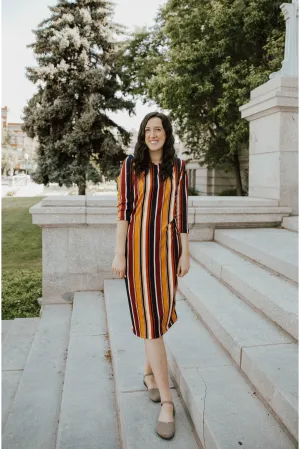 Jadyn Dress Collegiate Multi-stripe Comfortable and Chic