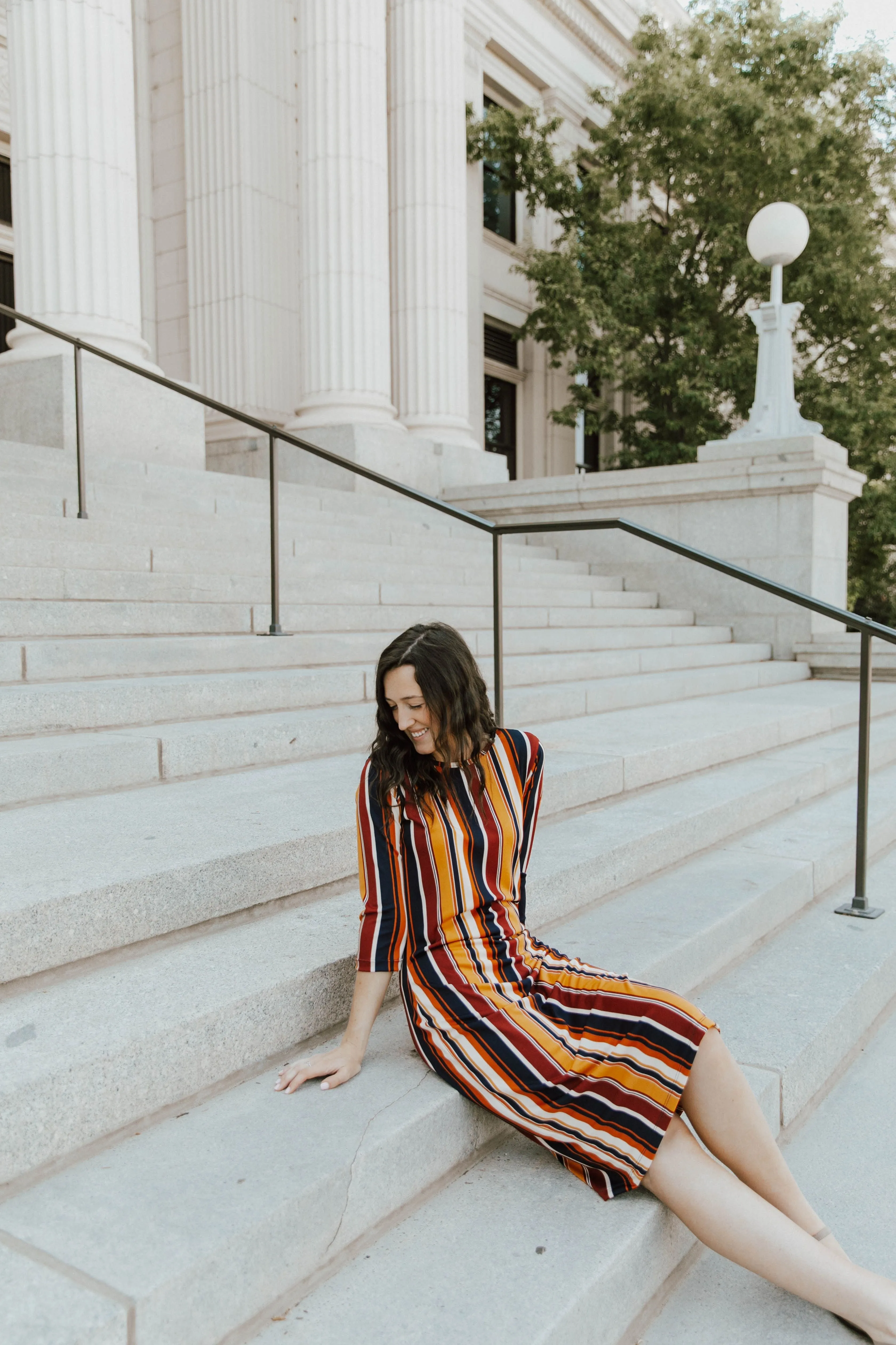 Classic Waistband Style focused Jadyn Dress Collegiate Multi-stripe