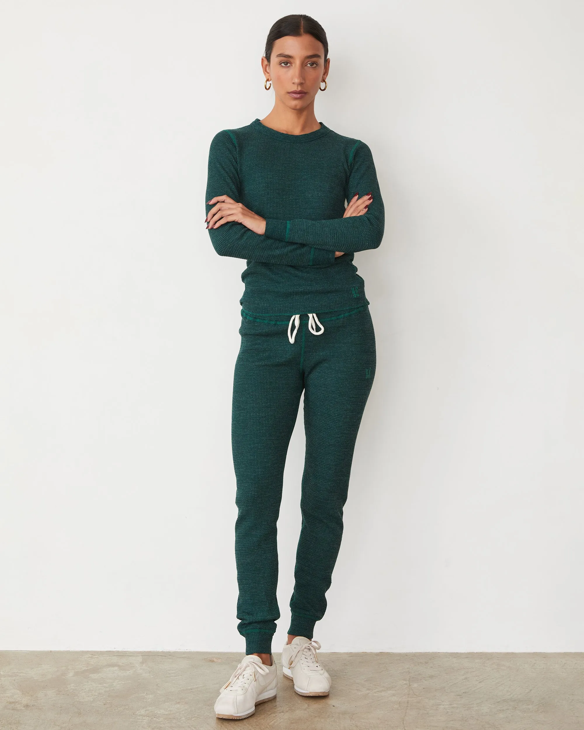 Cozy Heather Thermal Cuff Sweat Light Coverage Corduroy texture