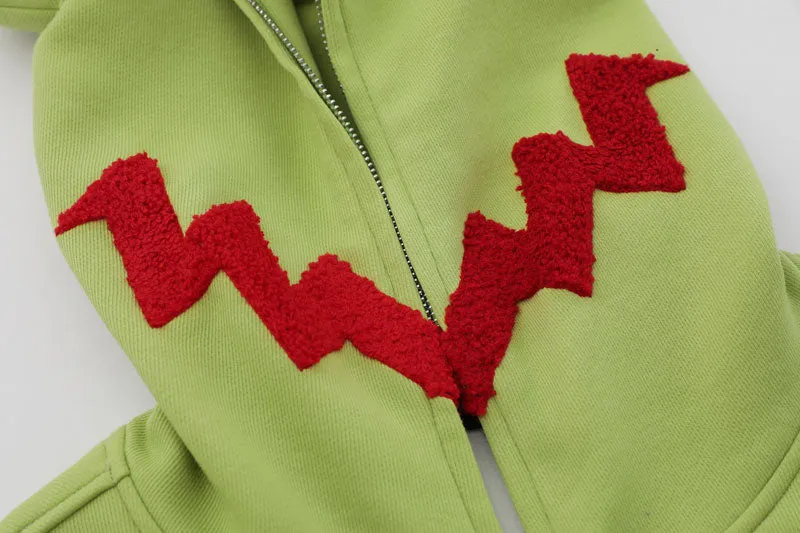 'Crawler' Full Zip Hoodie with Textured Spider Embroidery