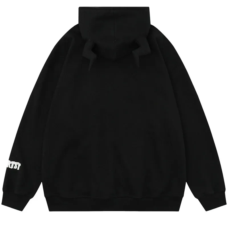'Crawler' Full Zip Hoodie with Textured Spider Embroidery