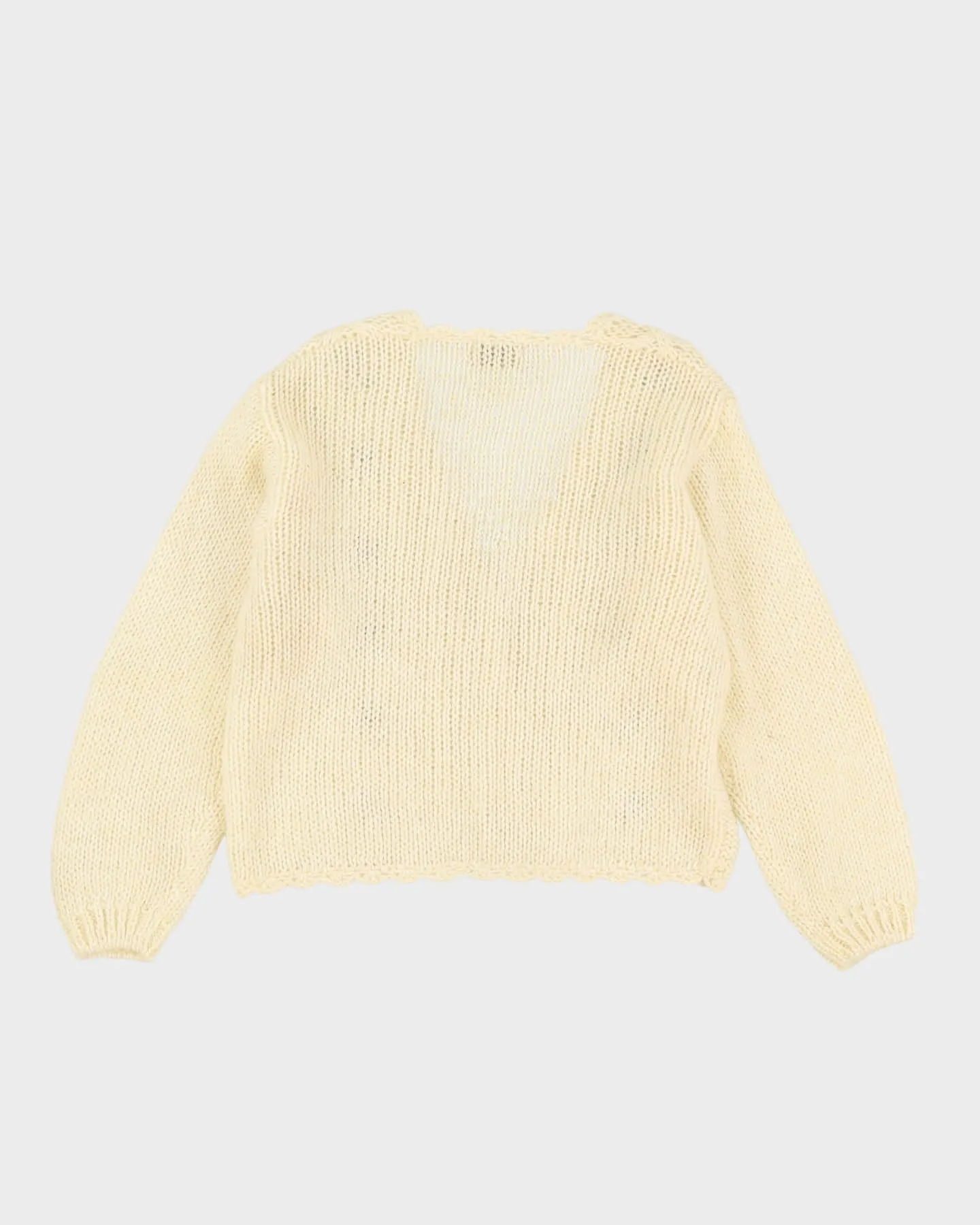 Cream Floral Knitted Cardigan - M / L