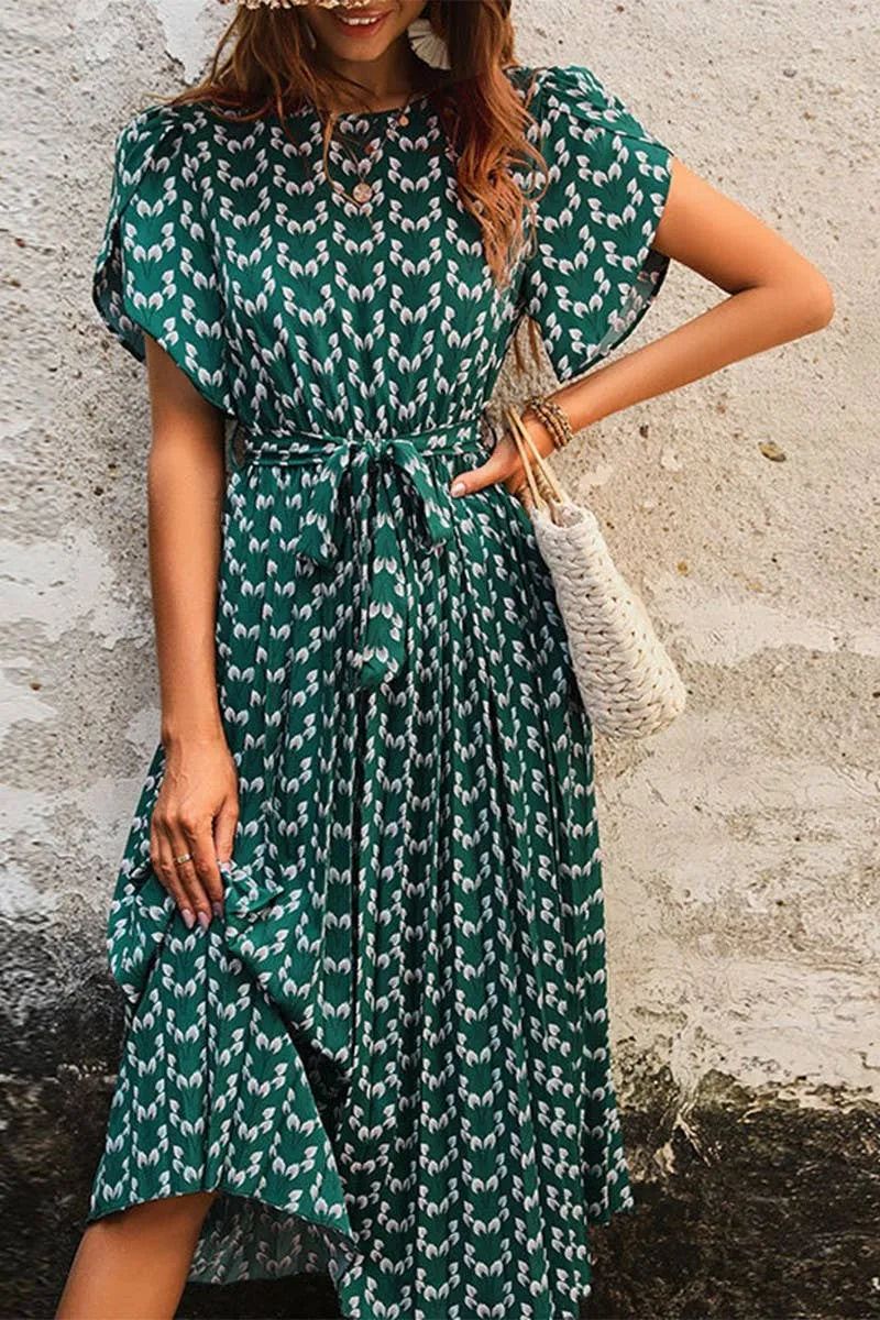 CREW NECK FLORAL PRINT DRESS_CWDSD2684 Stylish Pick Bright Bloom