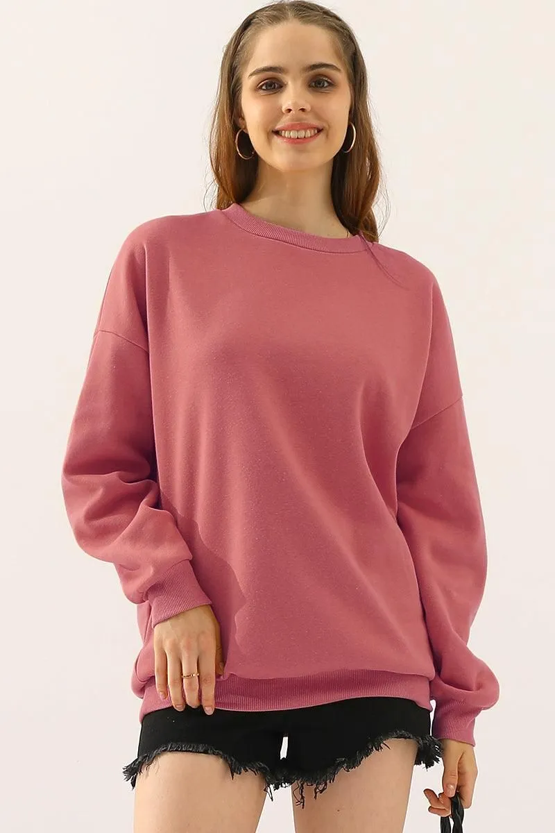 Foldable Cuff Design Airflow Vents CREW NECK LONG SLEEVE PULLOVER TOPS SWEATSHIRT