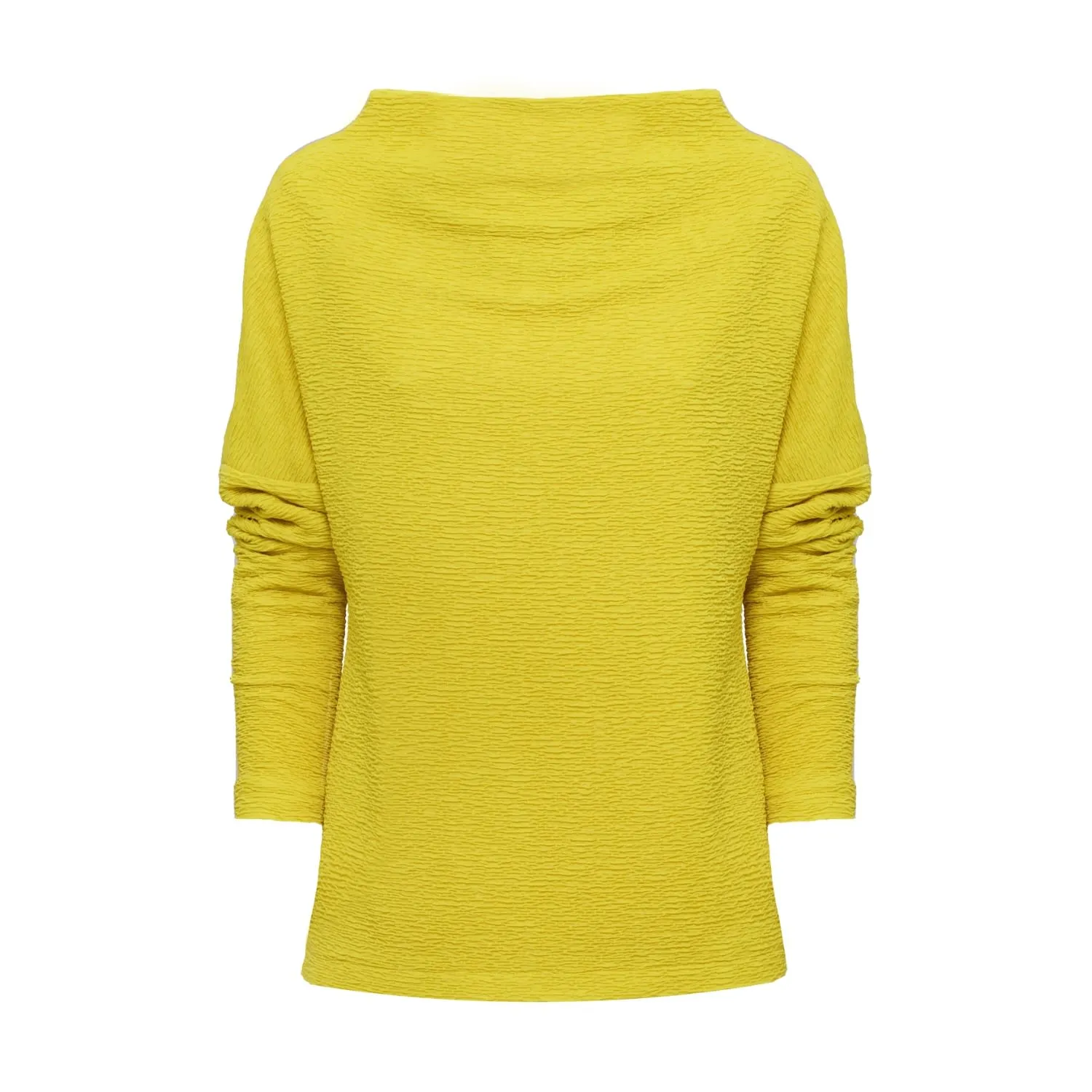 Crinkled Boat Neck Sweater Yellow