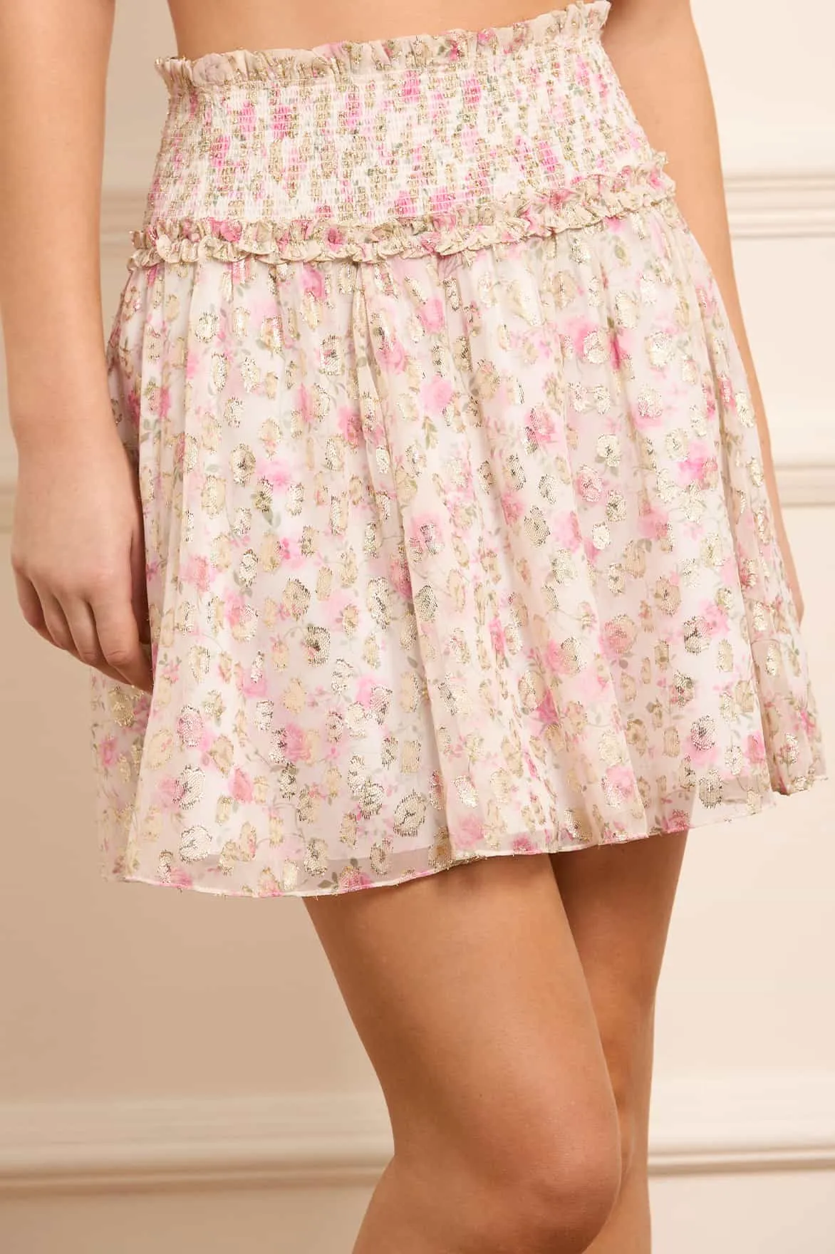 Rose Ditsy Lurex Micro Mini Skirt Laidback Feel