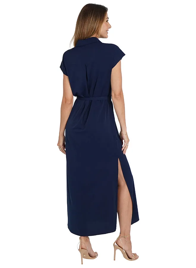 Maggie Dress Navy Silky Surface