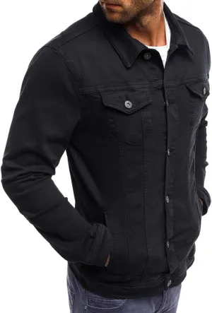 CRNTCEM Mens Casual Denim Coats Vintage Distressed Washed Moto Bike Jean Jacket Button Down Classic Trucker Denim Jackets
