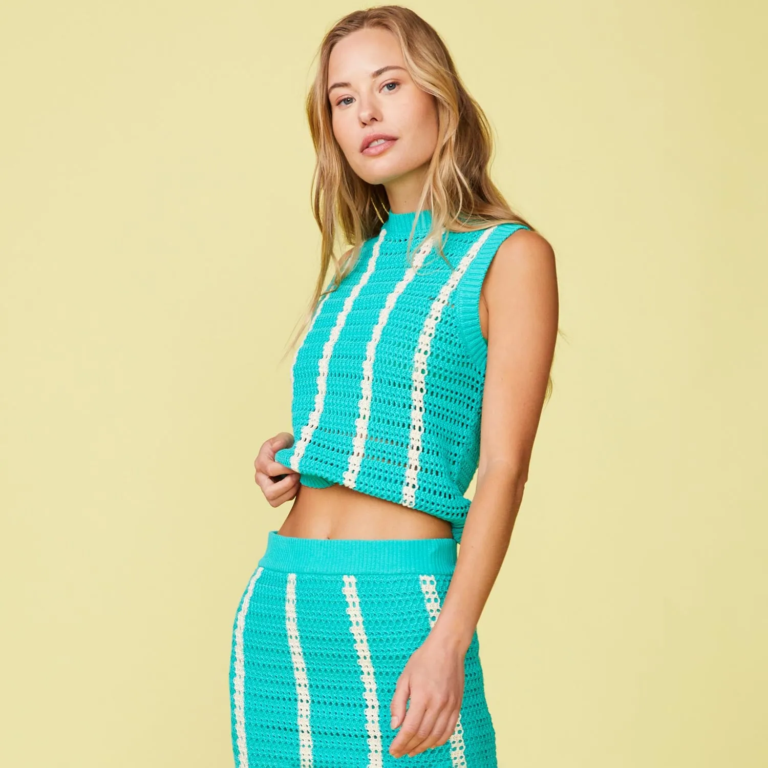 Crochet Knit Crop Tank Flexible Ribbing MultiPanelDesign