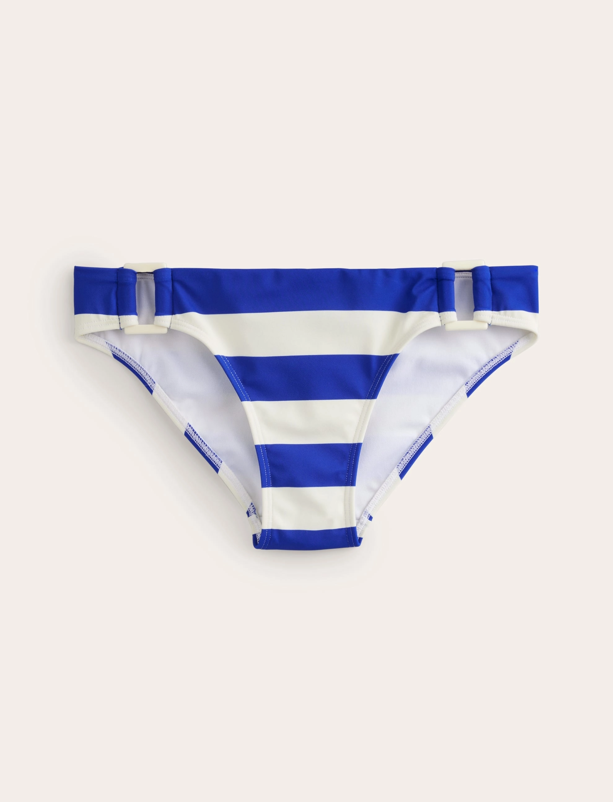 Coastal Relaxation Thermal Regulating Lining Resin Buckle Bikini Bottoms-Blue/ Ivory Stripe