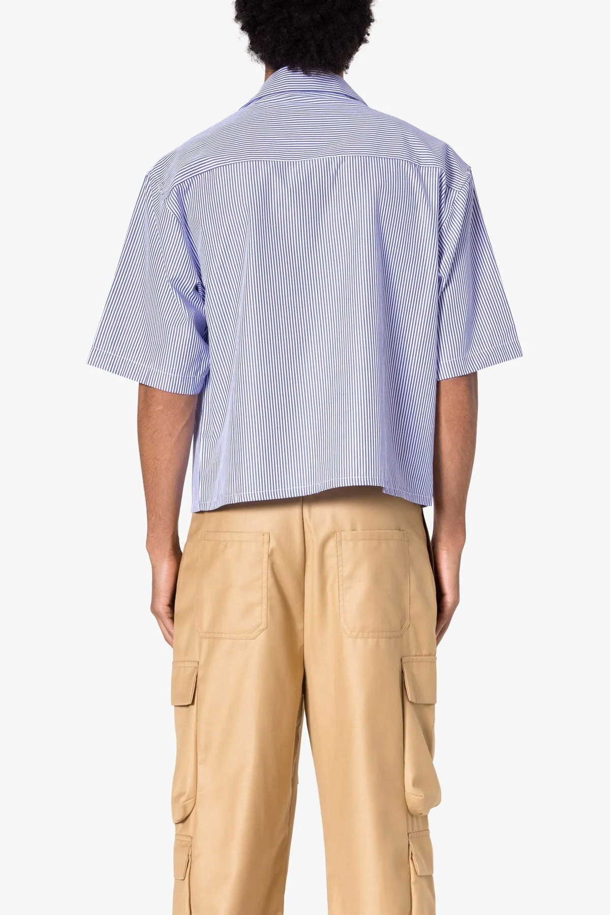 Cropped Striped S/S Shirt - Blue