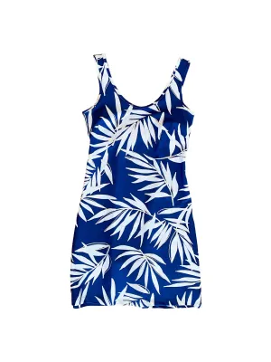 Sister Glow Bali Tank Dress Navy Palm Leaf