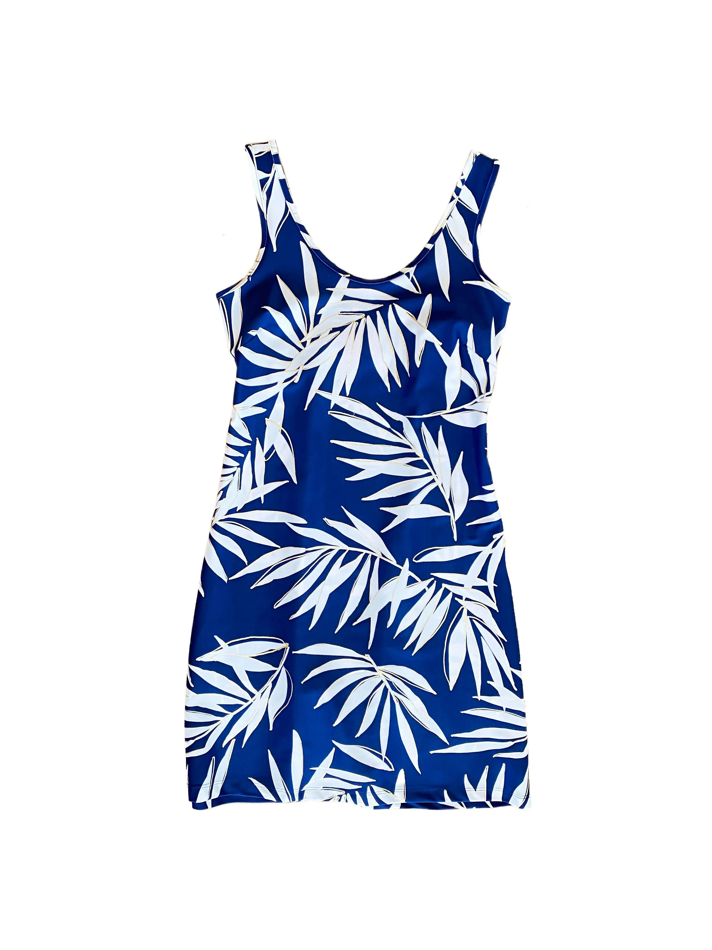 Bali Tank Dress Navy Palm Leaf Gender Fluid Gentle Texture