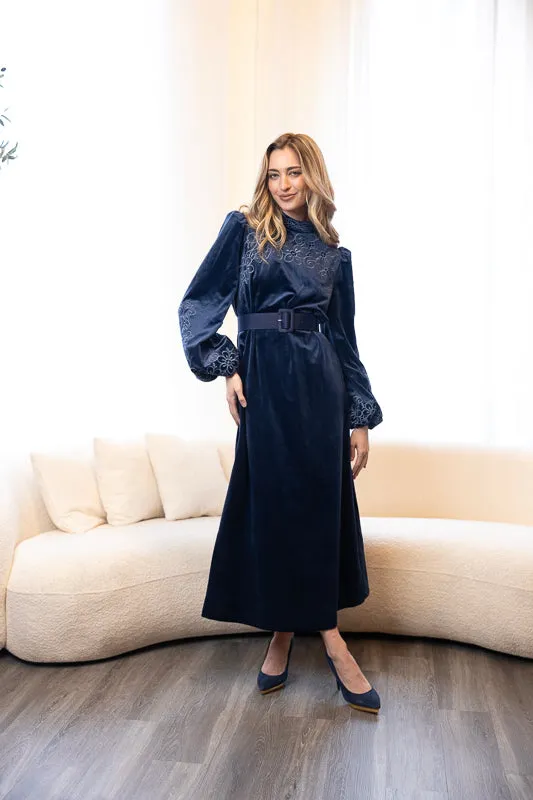 Draped-Style Elizabeth Velvet Dress