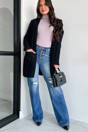 Quick Dry Performance Cue The Cuddles Zenana Hooded Cardigan (Black)