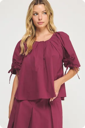MoistureManagementSystem Liana Tie Sleeve Top In Dark Cherry