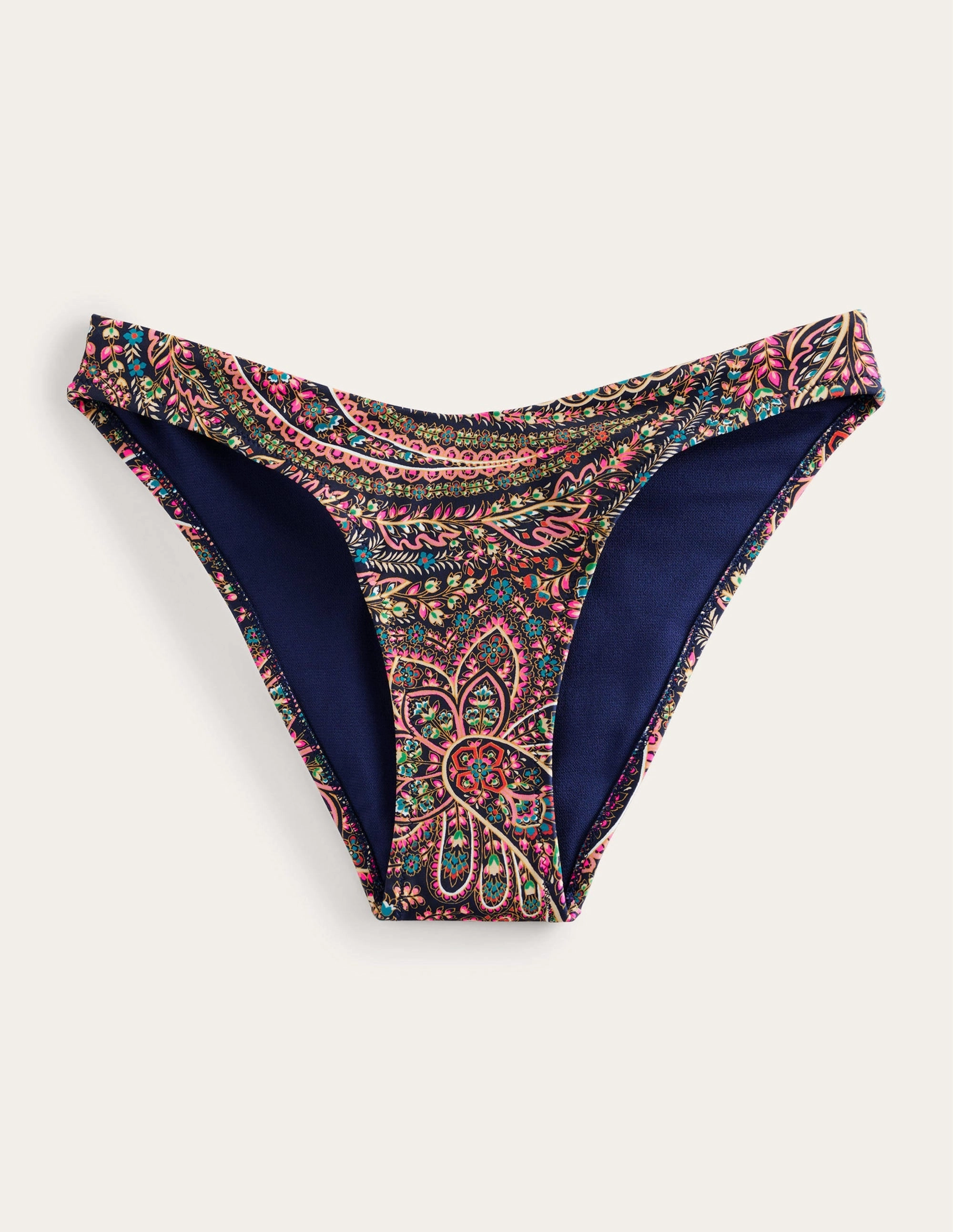 Curved-Top Bikini Bottoms-Light Navy, Palace Thermal Regulating Fabric Four Way Stretch