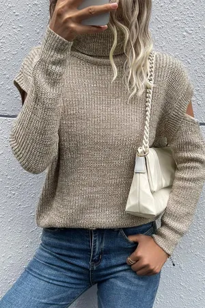 SoftInteriorLining CUT OFF DETAILED TURTLE NECK SWATER