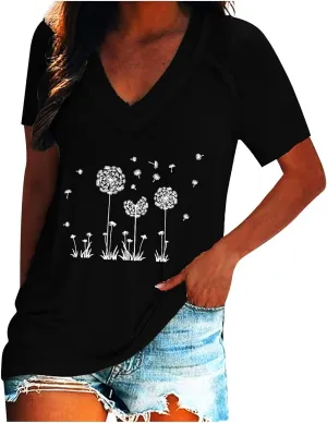 Cute Tops for Women,Dressy Casual Plus Size T Shirts Trendy Basic Oversized Tees Sexy V Neck Short Sleeve Blouses