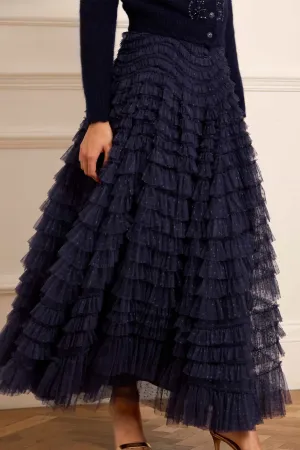 Draped Silhouette Feminine Charm Hattie Ruffle Ankle Skirt
