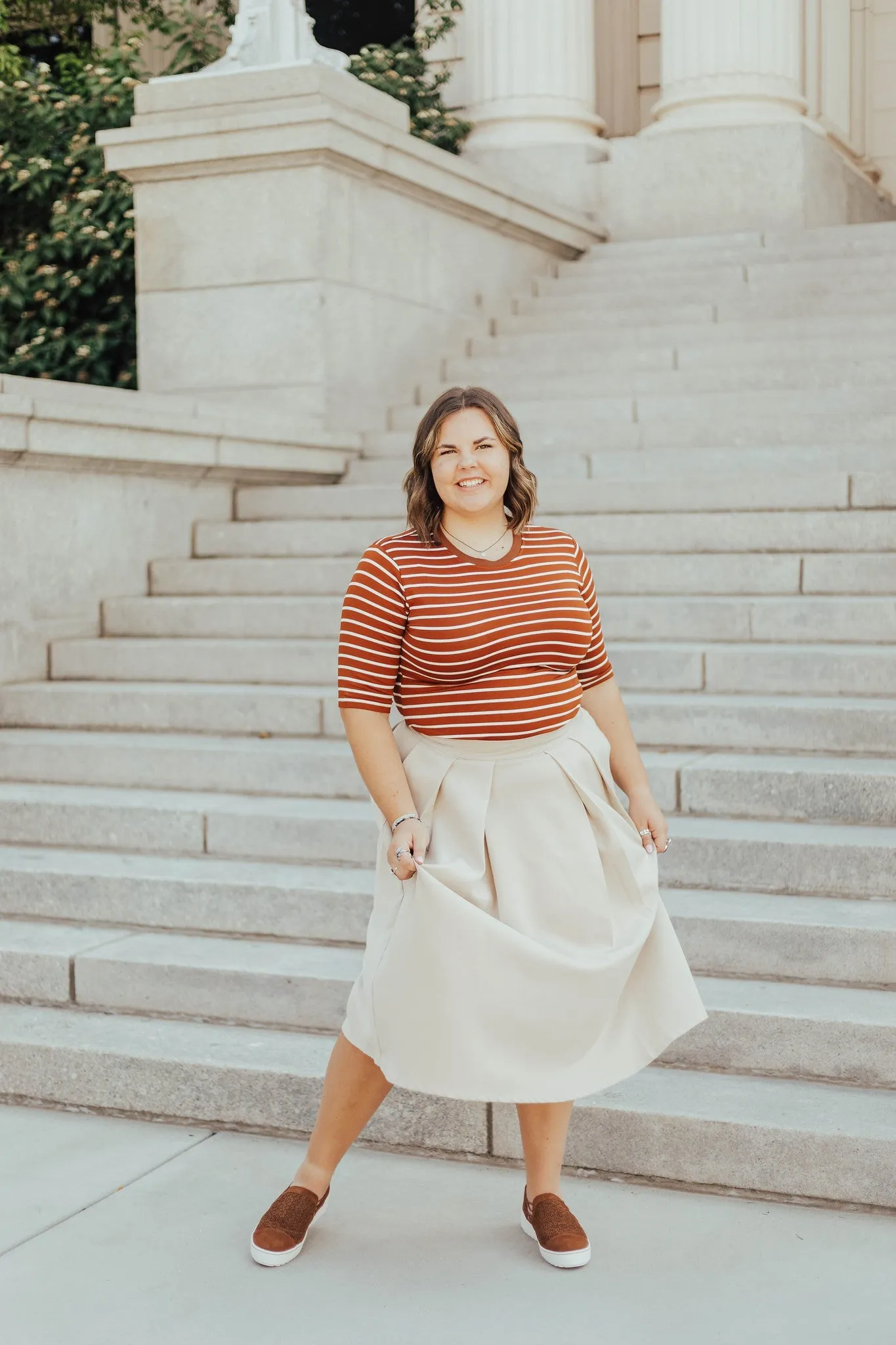 Shelby Skirt Taupe Breezy Outfit Laidback Mood