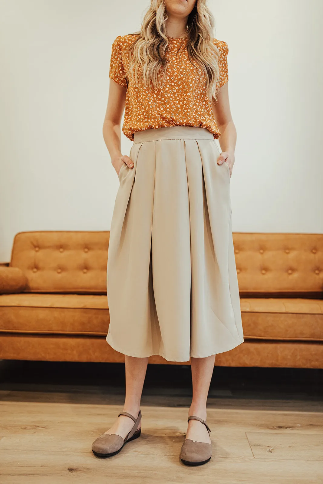 Sequined Finish Performance Outfit Shelby Skirt Taupe