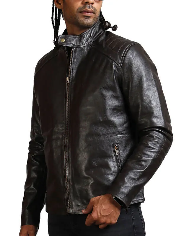 Dark Brown Sword Biker Jacket