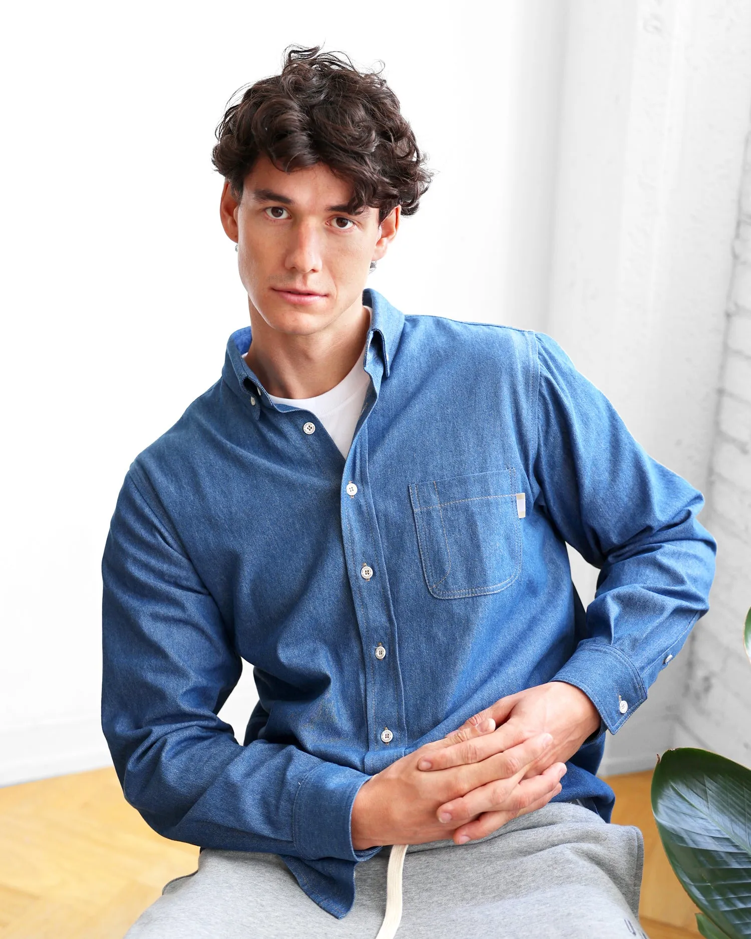 Dark Wash Denim Shirt - Unisex