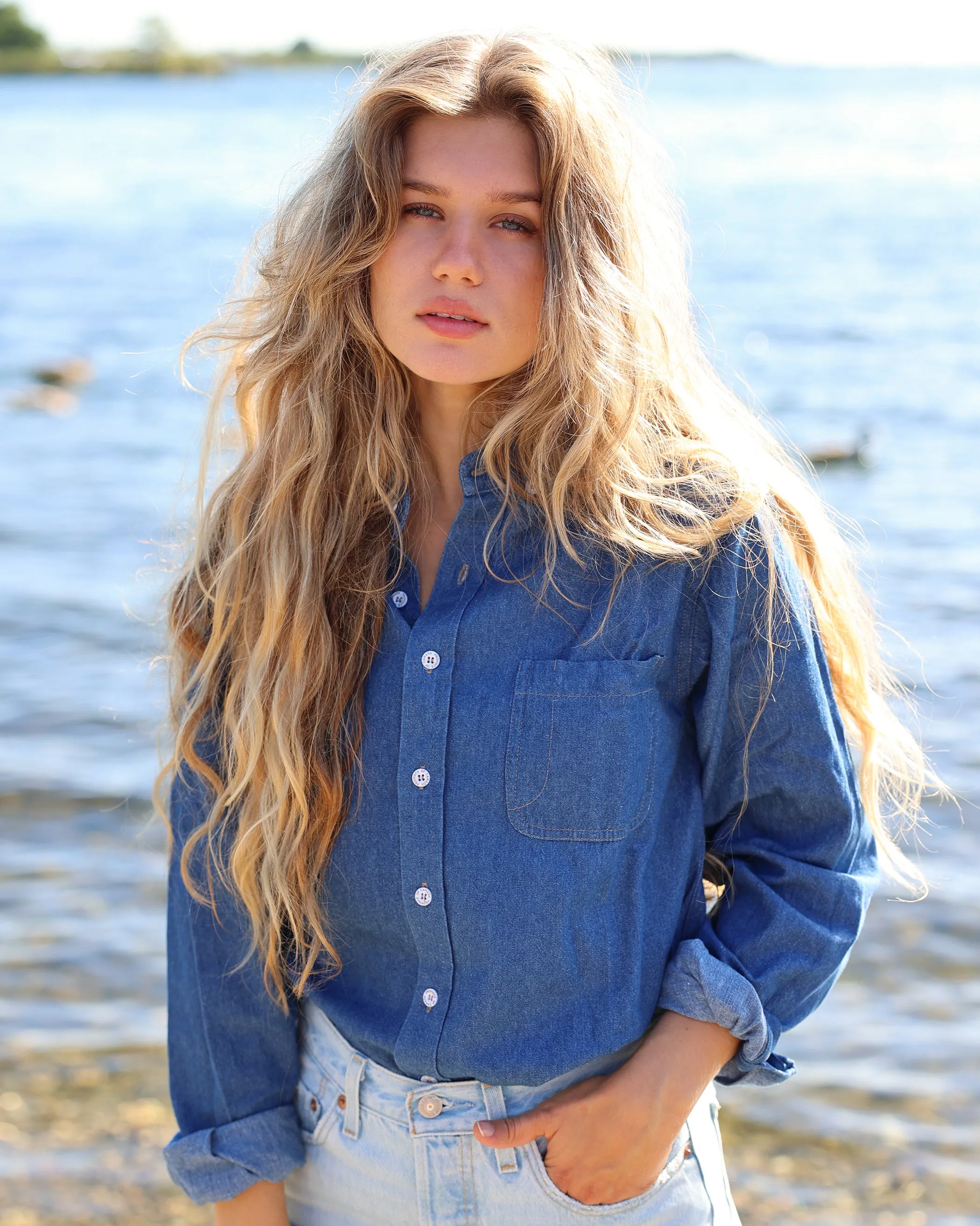 Dark Wash Denim Shirt - Unisex