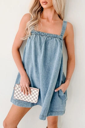 Day By Day Sleeveless Babydoll Mini Dress (Denim) Versatile Touch