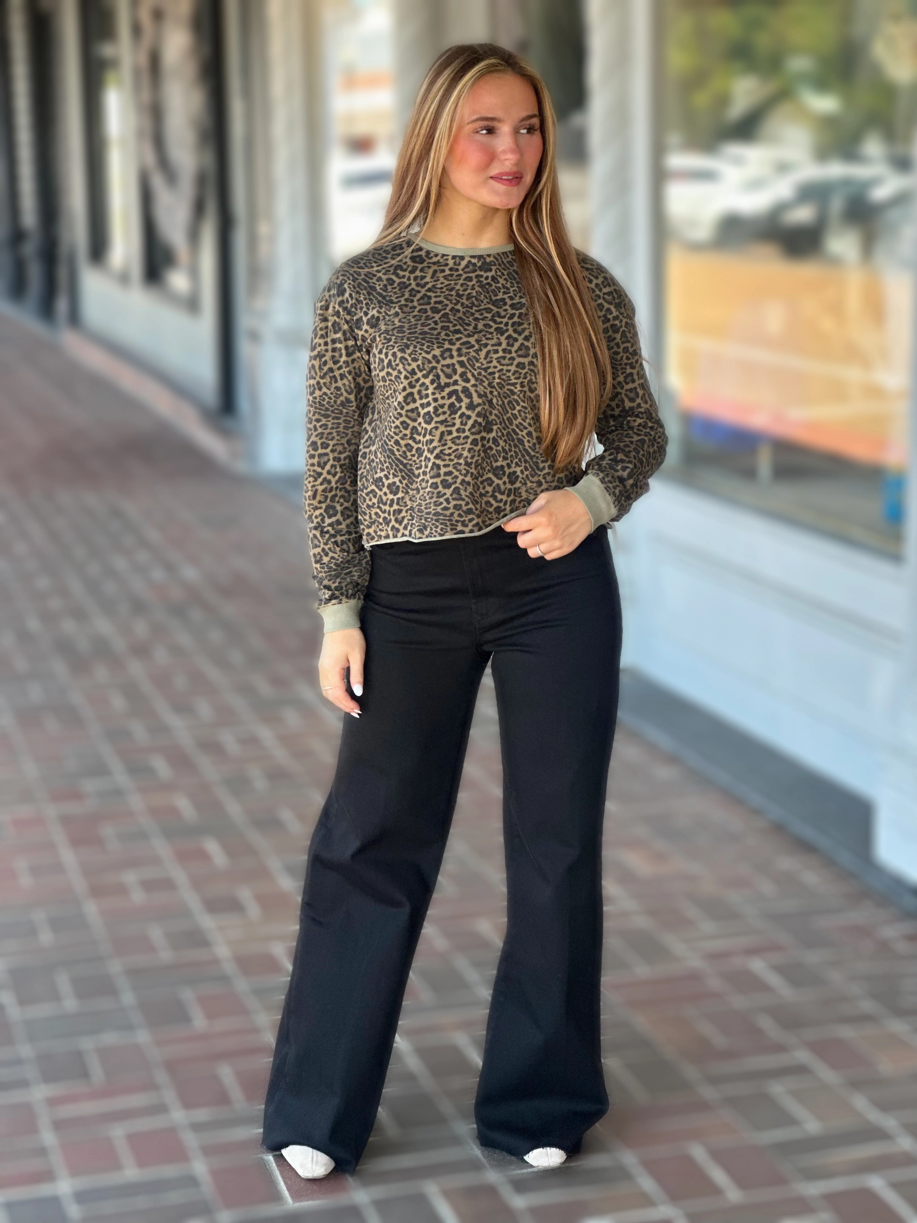Hidden Storage Pockets Dear John Fremont Tee in Vetiver Leopard
