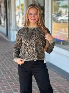 Dear John Fremont Tee in Vetiver Leopard Anti Pill Finish