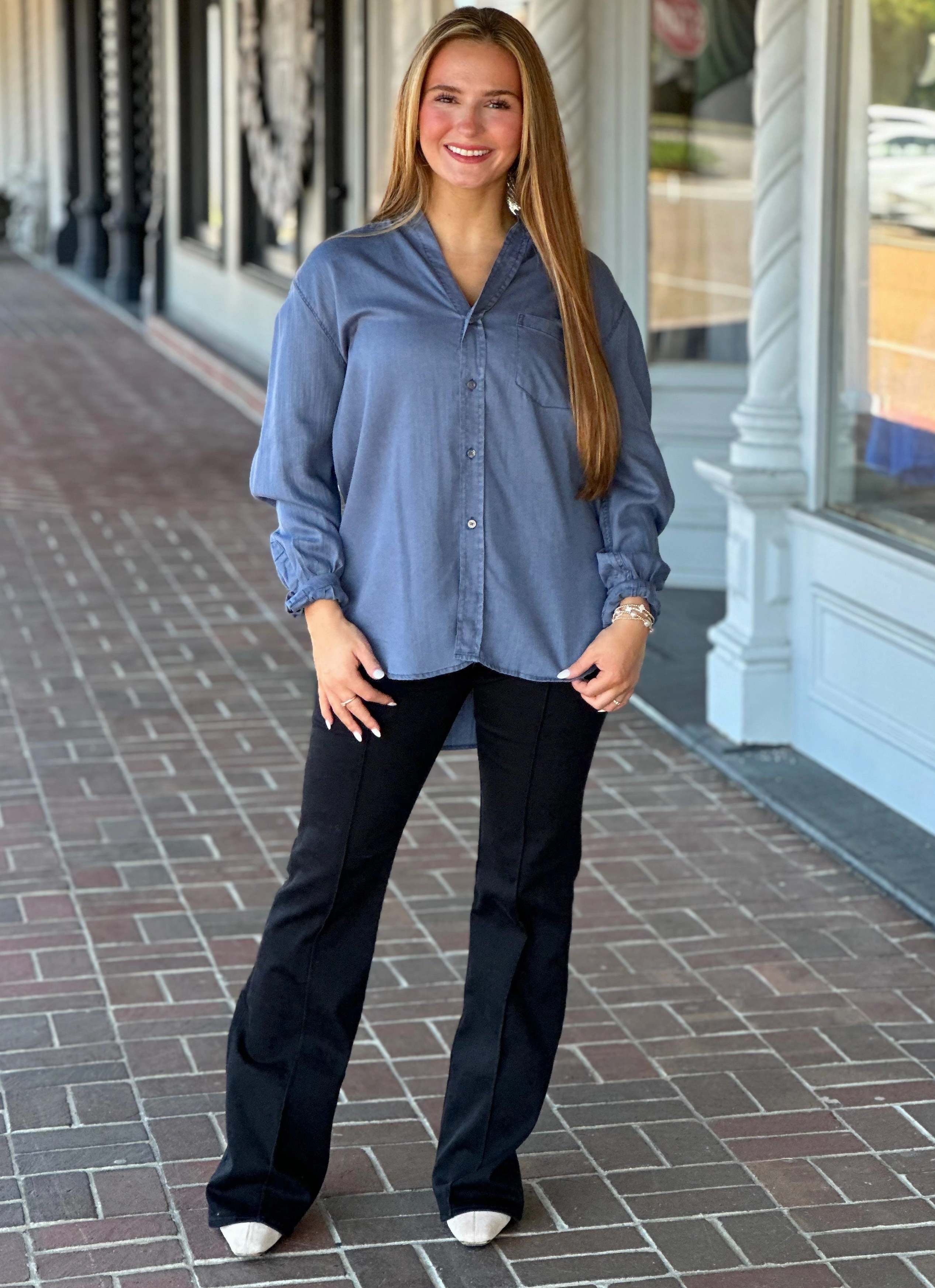 Dear John Galina Top in Vintage Indigo GarmentDyed Soft Inner Lining
