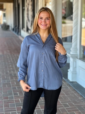 Compression Gradient Dear John Galina Top in Vintage Indigo