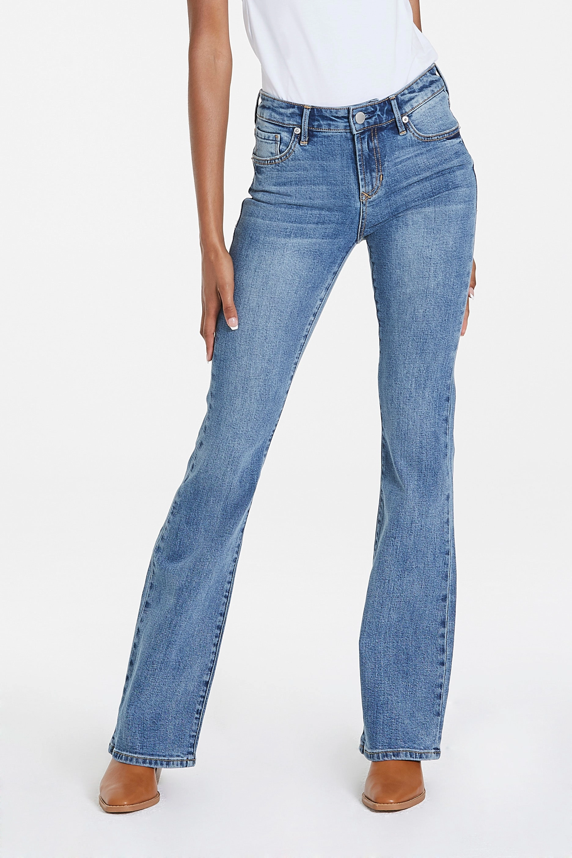Dear John Jaxtyn High Rise Bootcut Jeans in Waikiki Stay Cool Technology