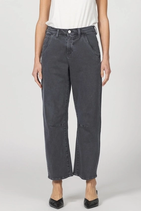 Dear John Lasso Barrel Jeans in Charcoal Reinforced Neckline BreathableBackVents